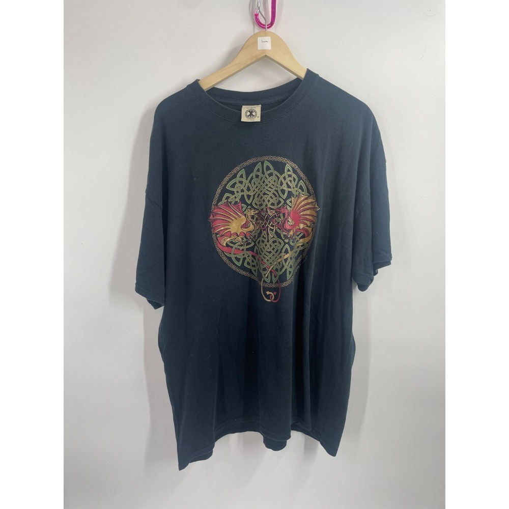 Vintage 1998 Keltic Designs Jen Delyth Dragons Graphic T-Shirt Blue Mens 2XL